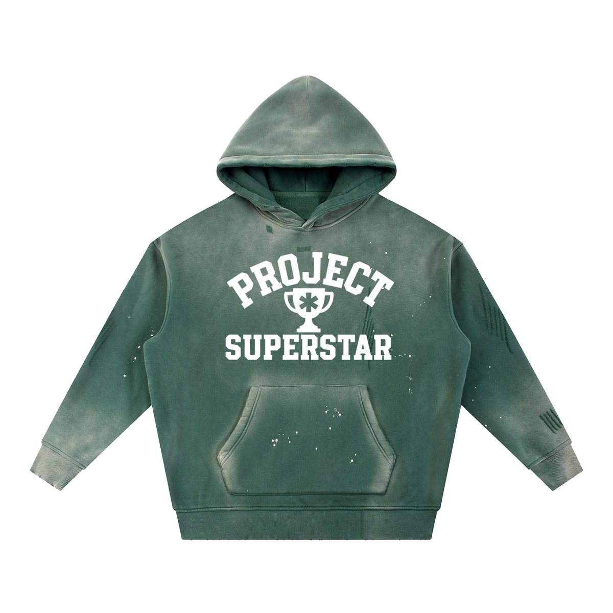Vintage Washed Frayed Fleece Hoodie