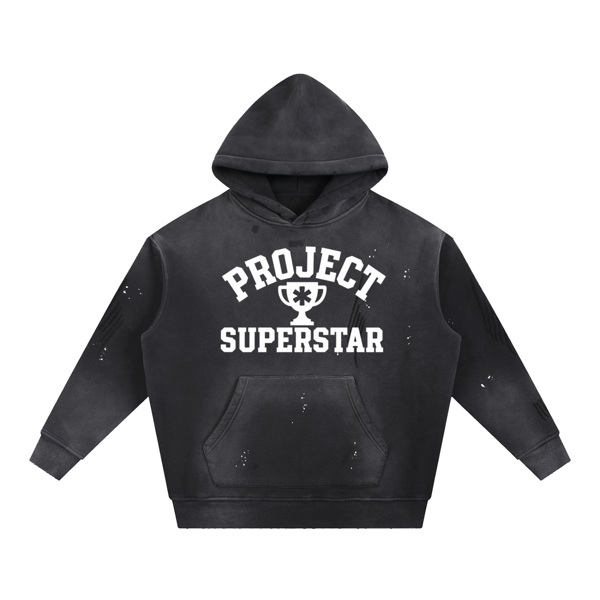 Vintage Washed Frayed Fleece Hoodie