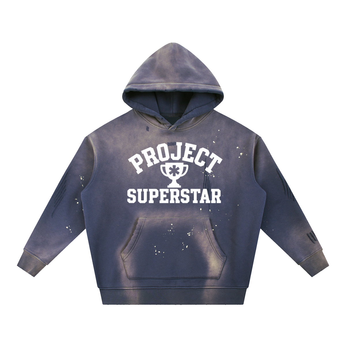 Vintage Washed Frayed Fleece Hoodie