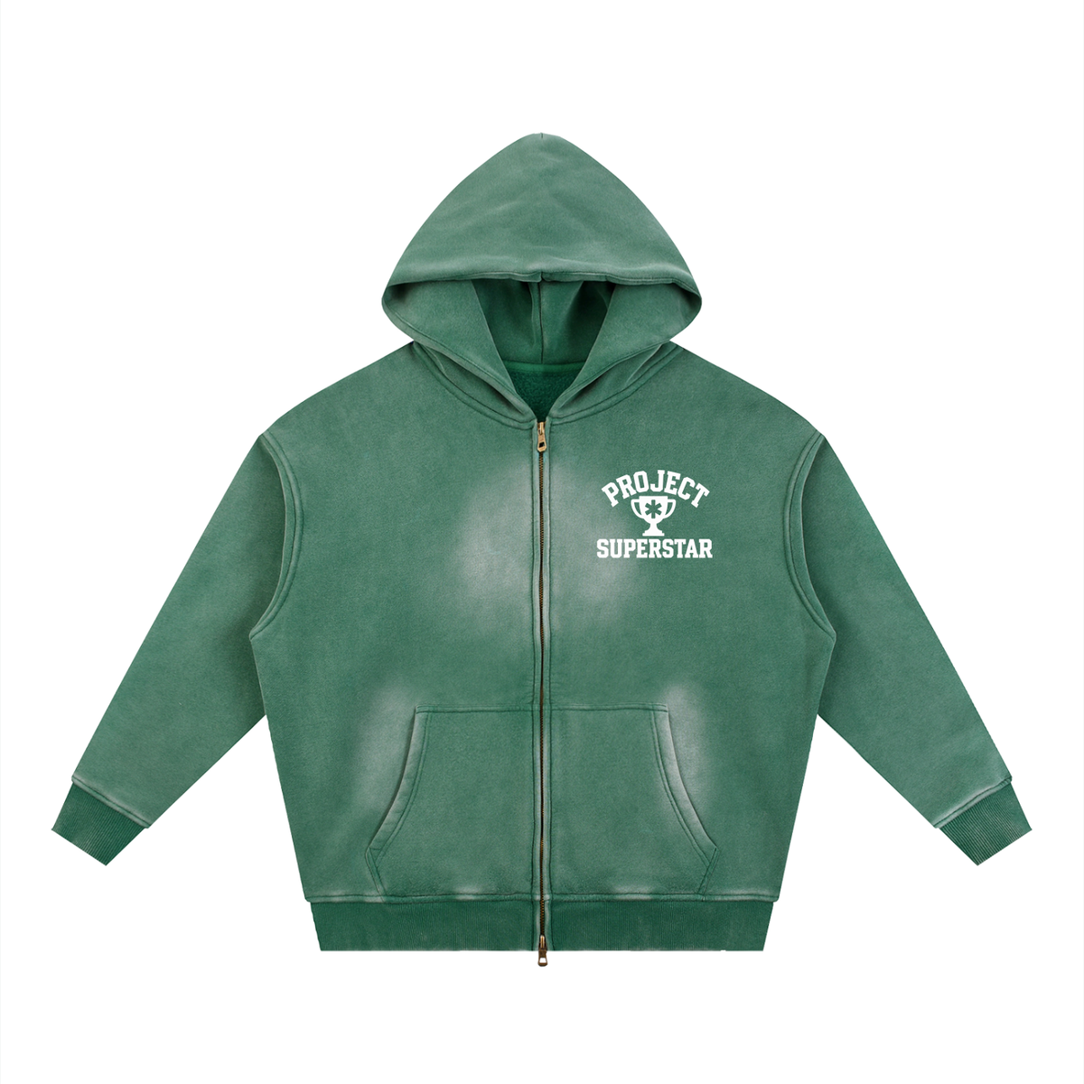 Sunfade Two-way Zipper Boxy Fleece Hoodie
